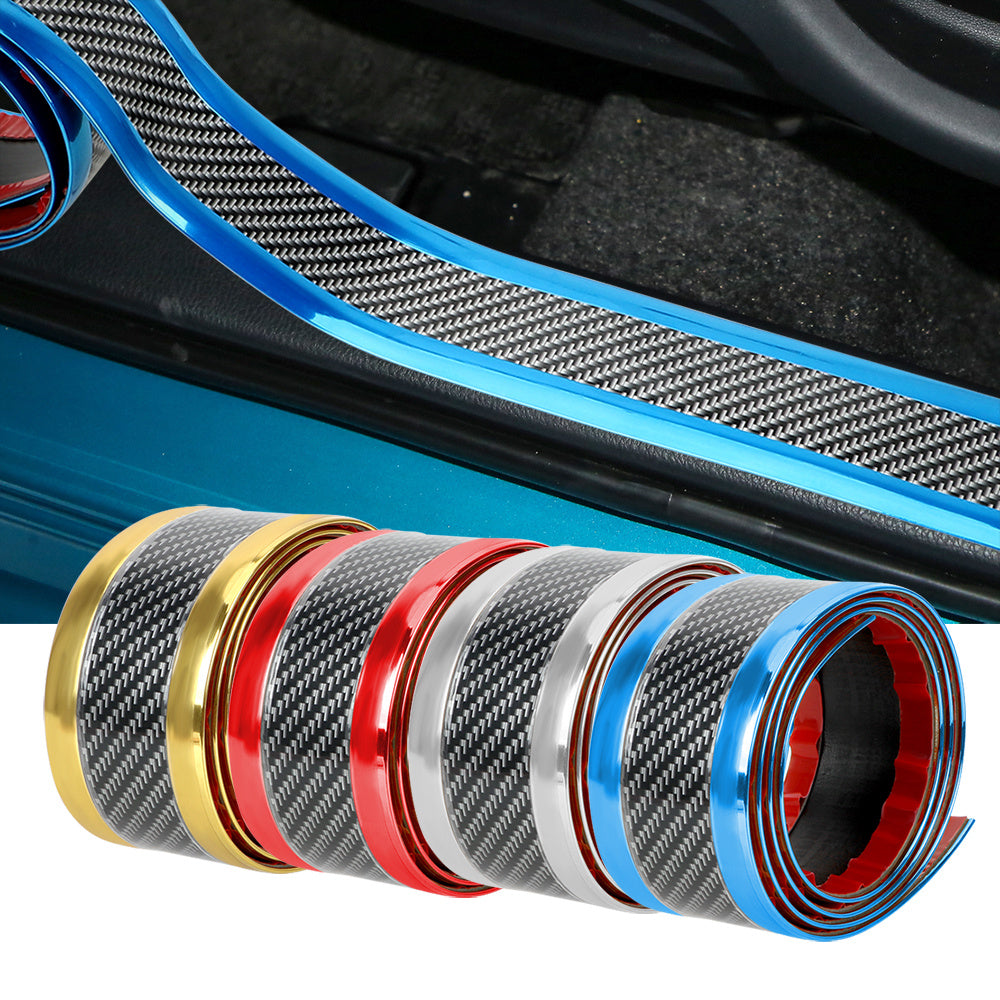 Car Carbon Fiber Pattern Door Sill, Decorative Protective Sticker